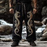 Shopmocho Men's retro Viking Celtic art knot 3D printed casual pants drawstring straight leg pants summer beach pants