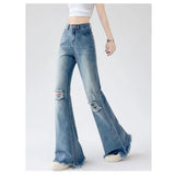 SHOPMOCHO Ladies Jeans Flare High Waist Denim Trouser Leisure Slimming Vintage Women's pants Y2k Flared Straight Leg Jeans On The Ground