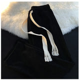 Shopmocho Fashion Solid Men's Pants Retro Ankle Length Casual Korean Style Pant Male Elastic Waist Loose Pant Man Streetwear Black Gray