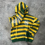 SHOPMOCHO Y2K Street Kid Zip Up Hoodie Stripe Rivet Embroidery Pattern Sweatshirt New Men Hip Hop Fashion Streetwear Unisex Boxy Clothing