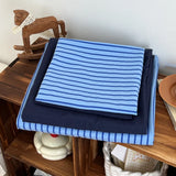 SHOPMOCHO Bedding Set INS Blue Stripe Style Duvet Cover Pillowcase with Bedsheet Home Bedclothes Boys Girls Room Bed Sheet Sets 이불세트