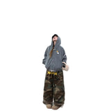 SHOPMOCHO Fashionable Camouflage Denim Pants Trendy Japanese Harajuku Style Loose Fit Long Pants Polyester Fiber Comfortable Casual Lei...