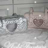 SHOPMOCHO Pink Transparent Pocket Japanese Itabag Rivet Design Lolita Shoulder Bag PU Leather Harajuku Pain Bags Y2k Sweet Handbags Girls