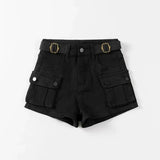 SHOPMOCHO Women's High Waist Mini Skirt Y2K Denim Workwear Shorts Elastic Slimming Summer Hot Pants Trendy Plus Size Skirts for Ladies