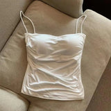 SHOPMOCHO Y2K Sexy Tank Tops Women Spaghetti Strap Crop Top With Bra Bodycon Sleeveless Cami Tube Top Basic Camisole Tees Korean Clothes