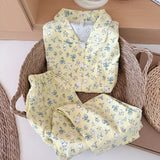 SHOPMOCHO Sweet Cute Goose Print Korean Fashion Women's Pajamas Nightwear Kawaii Casual Lapel Neck Y2K Pajamas Set Autumn New Loungewear