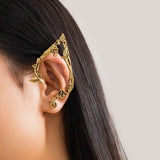 Shopmocho Cute Alloy Elf Ear Clip Korean Style Ear Cuff Rose Flower Hollow Ear Clips Ear Hook Jewelry Accessories Halloween