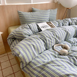 SHOPMOCHO 1pc Korean Cotton Pink Stripes Duvet Cover 150x200 Size Girl's Room housse de couette Skin friendly Breathable Comforter Sets