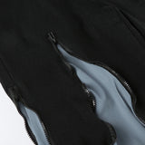 SHOPMOCHO Dark Zipper Patchwork Contrast Color Pants Streetwear Mid-Waisted Layered-Look Wide Leg Pants Women 2025 Autumn Winter Fashion
