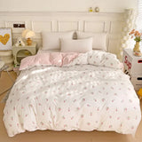 SHOPMOCHO 2025 new 3-piece cartoon heart-shaped plant floral print set, a duvet cover and a pair of pillowcases (no padding)