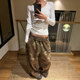 SHOPMOCHO American Style Hot Girl Camouflage Wide Leg Pants Women's Autumn Winter New Straight Casual Loose Sports Sweatpants Design Long