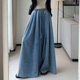 Shopmocho 2025 Autumn New Loose-Fit Plus Size Women's Jeans Slimming Wide-Leg Ground-Length Simple Style Casual Ladies Pants