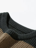 SHOPMOCHO New Loose Bottoming Sweater Casual Versatile Striped Pullover Men's Round Neck Sweater