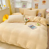 SHOPMOCHO Simple Milk Fleece Warm Autumn Winter Duvet Cover Set 220x240 Soft Fluffy Queen Bedding Set Plush Warmth Blanket Cover Sets Cozy