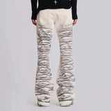 SHOPMOCHO Y2K Retro Distressed Flare Jeans Women High Waist Vintage Washed Denim Bell Bottom Pants Harajuku Streetwear Casual Trousers
