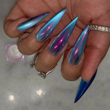 SHOPMOCHO 24Pcs Mid-length Almond Ballet False Nails Simple Cat Eye Design Press on Fake Nail Wearable Full Cover Nail Tips Manicure Tools