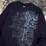SHOPMOCHO Gothic Southpole Long Sleeve Man Retro Fashion American Skull Print Oversize T-shirt Autumn Sun Proof Tops