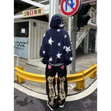 SHOPMOCHO Men's letter star print y2k jeans American style hip hop high waist loose layered straight zipper fashion pants trend hot sale