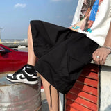 SHOPMOCHO Khaki 7-point Men Summer Thin Japanese Workwear Wide-leg Loose Over-knee Shorts