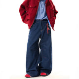 SHOPMOCHO New Korean Retro Blue Straight Leg Jeans Casual Loose Wide Leg Pants Fashion Men's Wide Jeans High Quality Pants