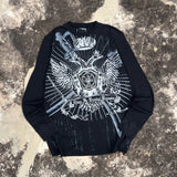 SHOPMOCHO Gothic Southpole Long Sleeve Man Retro Fashion American Skull Print Oversize T-shirt Autumn Sun Proof Tops