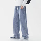 SHOPMOCHO Male Trousers New 2026 Hot Selling Korean Men's Casual Long Denim Classic Men's Straight Leg High Street Denim Wide Leg Pants
