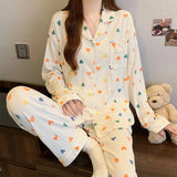 SHOPMOCHO Pink Bow Tie Design Pajamas for Women Long Sleeve Top & Elastic Waist Pants Pajamas Set Harajuku Style Casual New Home Wear