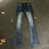 SHOPMOCHO Men's Retro Blue Micro Flared Jeans Street Style Cool Boy Vibe Casual Pants Spring Bottom Male High Waist Denim Y2k Trousers