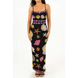 Shopmocho Women y2k Vintage Starfish Sequins Maxi Dress Sexy Sleeveless Bodycon Tank Dress Backless Summer Beach Party Long Dresses
