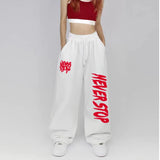 Shopmocho Black White Drawstring Design Sweatpants Women Street Dance Hip-hop Sports Pants for Women New Summer All-match Long Pants Woman