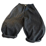 SHOPMOCHO Spring Autumn Children Pants 1-8Y Boys Black Plaid Loose Casual Straight Trousers Korean Toddler Wear For Kids Clothes New