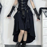 Shopmocho Goth Streetwear Gothic Skirt Women Harajuku Emo Alternative Grunge High Waist Bandage A-line Skirts Y2k E-girl Indie Clothes