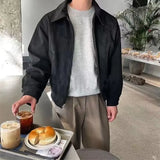 SHOPMOCHO Retro Brown Brown Suede Bomber Jackets for Men Spring Autumn Short Flight Coats Men Clothing
