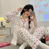 SHOPMOCHO Spring and Autumn New Ladies Korean Pajamas Homewear Set Girls Students Long-Sleeved Pajamas Senior Sense of Homewear Set