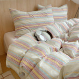 SHOPMOCHO Nordic sling Cotton Pink Stripes Duvet Cover 150x200 Size Girl's Room housse de couette Skin friendly Breathable Comforter Sets