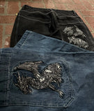 SHOPMOCHO Men Fashion Hip Hop Retro Baggy Jeans Y2K Gothic Embroidery Punk Straight Wide-leg Denim Pants Gloe Gallery Street Jeans