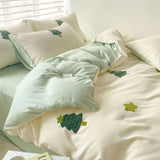 SHOPMOCHO Ins Embroidery  Bed Linen Twin Full Queen King Size  Bed Sheets Set  Adults Kids Floral Bed Flat Sheet Pillowcase Christmas Gift
