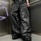 SHOPMOCHO Y2K Baggy jeans Gothic Oversized embroidered spider patchwork wide leg pants American hip hop street style men women floor pants