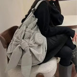 SHOPMOCHO Women Bag Nylon High-Capacity Fashion Casual Backpack Bow Drawstring Shoulder Bag Handbag All-match