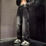 SHOPMOCHO 2025 New Fashion Stars Towel Embroidery Brown Men Jeans Pants Y2K Clothes Straight Hip Hop Cotton Trousers Pantalon Homme