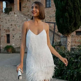 Shopmocho 2025 Summer New Fashionable Framed Sequins Feather Patchwork Dress Colorful Amazon Direct Sales Women's Sleeveless Dress