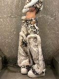 SHOPMOCHO Harajuku Y2k Jeans Patchwork Leopard Print Wide Leg Pants for Women Pantalon Femme Streetwear Straight Fashion Denim Trousers
