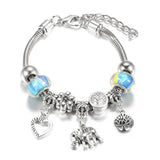 SHOPMOCHO New Butterfly Pendant 5 Color Rhinestone Snake Chain Bangle Lobster Buckle Adjustable Charm Woman Beaded Bracelet Jewelry Gift