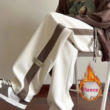 SHOPMOCHO Thickened Fleece Autumn Winter Men's Casual Sports Harlan Pants Loose Fit Straight Leg Sweatpants for plus Size People
