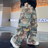 Shopmocho Child Pants 2025 New Spring Boys Trousers Teenager Autumn Fashion Clothing Kids Wide-legged Trousers Boy Letter Loose Pants