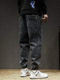 SHOPMOCHO Spring Summer Men's Cargo Jeans Slight Stretch Cotton Denim Jogger Pants Black Blue Streetwear Baggy Jeans