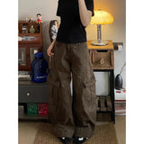 Shopmocho American Vintage 2000s Style High Waist Brown Jeans Pants 2025 Summer Women's Baggy Y2K Wide Leg Denim Trouser Female Clothes
