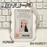 Shopmocho ABS Slide Kpop Photo Card Holder Anti-lost Keychain 3 Inch INS White Idol Protective Case Bag Bus Cards Sleeves Supplies