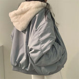 Shopmocho Both Sides Thicken Coat New Zipper Hooded Women Winter Jacket Oversized Elegant Solid Fashion Warm Coats Casual Ladies Outerwear