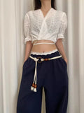 Shopmocho Bohemian Folk Style Braided Waist Rope Nvchan Ring Bead Design With Skirt Pants Decorative Belt